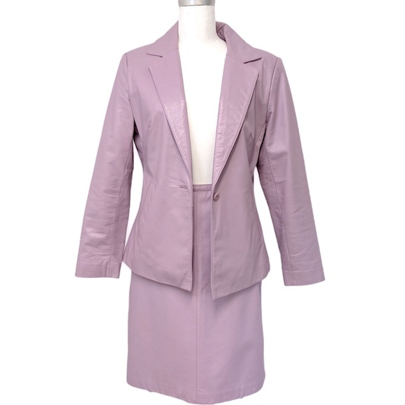 Mix It Dresses & Skirts - Mix It Lavender 2pc Leather Skirt Suit
